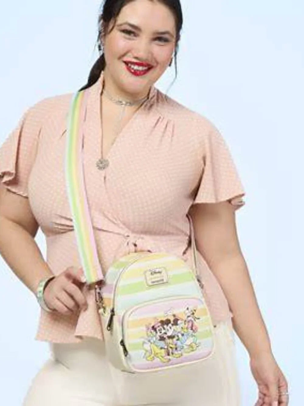 Loungefly Disney Mickey & Friends Rainbow Stripe Convertible Backpack NWT